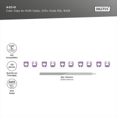 Кліпси DIGITUS для патч-кордів, фіолетові, 100 шт.