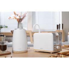 Тостер ARDESTO Wood Modern, 800Вт, металл, 2 слота, белый