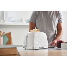 Тостер Russell Hobbs Honeycomb 850Вт, широкие слоты, пластик, белый