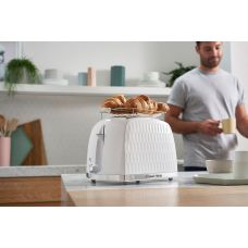 Тостер Russell Hobbs Honeycomb 850Вт, широкие слоты, пластик, белый