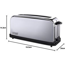 Тостер Russell Hobbs Chester 1000Вт, длинные слоты, металл, серебристый