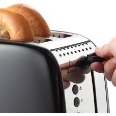 Тостер Russell Hobbs Colours Plus 1600Вт, підігрів, розморожування, метал., чорний