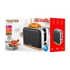 Тостер ARDESTO Wood Modern, 800Вт, металл, 2 слота, черный