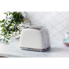 Тостер Russell Hobbs Honeycomb 850Вт, широкие слоты, пластик, белый