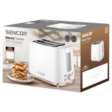 Тостер Sencor 930Вт, подогрев, размораживание, пластик, бело-золотой.