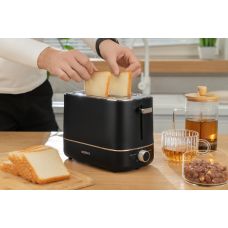 Тостер ARDESTO Timeless Elegance, 800Вт, пластик, 2 слоти, чорний
