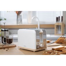 Тостер ARDESTO Wood Modern, 800Вт, металл, 2 слота, белый