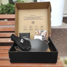 Чавунна пательня WOK Gusskönig 36 см + книга рецептів, жаростійкі рукавички, очищувач