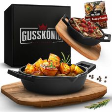 Чавунна сковорода-гриль Gusskönig 30 см + книга рецептів, очищувач