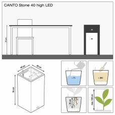 Вазон Lechuza CANTO stone 40 LED high, темно-сірий