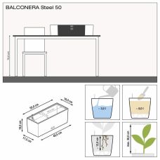 Вазон Lechuza BALCONERA Steel 50, жемчужно-серый