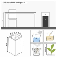 Вазон Lechuza CANTO stone 30 LED high, светло-серый