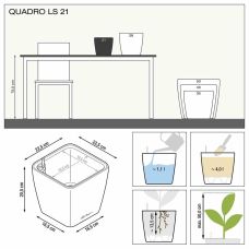 Вазон Lechuza Quadro Premium LS 21, кава-металік
