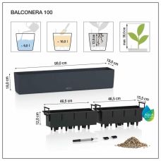 Вазон Lechuza Balconera Color 100, сланцево-серый