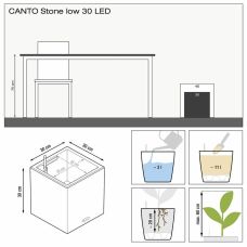 Вазон Lechuza CANTO stone 30 LED low, темно-серый