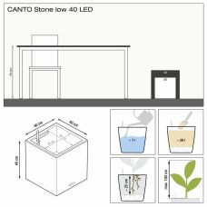 Вазон Lechuza CANTO stone 40 LED low, светло-серый