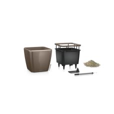 Горшок Lechuzа Quadro Premium LS 43, кофе-металлик