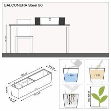 Вазон Lechuza BALCONERA Steel 80, жемчужно-серый