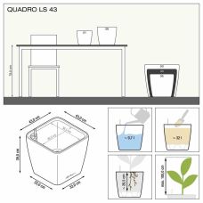 Горшок Lechuzа Quadro Premium LS 43, кофе-металлик