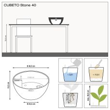 Вазон Lechuzа Cubeto Stone 40, кварцовий білий