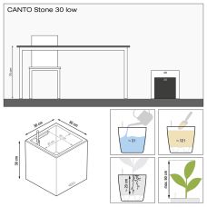 Вазон Lechuza Canto Stone 30 низький, світло-сірий