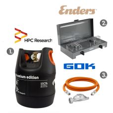 Набор: газовая плита Enders Canberra + баллон HPCR-G.5 (G.4), 12,7л с отсекателем+ комплект подключения