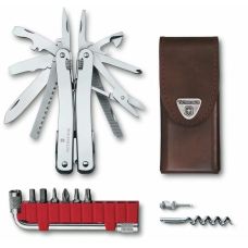 Мультитул Victorinox Swisstool Spirit X Plus 105мм/35функ + коричневый кожаный чехол