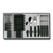 Набір кухонний Victorinox SwissClassic Table Set з чорн. ручками, 24 пред (6 ножів/6 виделок/6 ложок столових/6 ложок чайних)