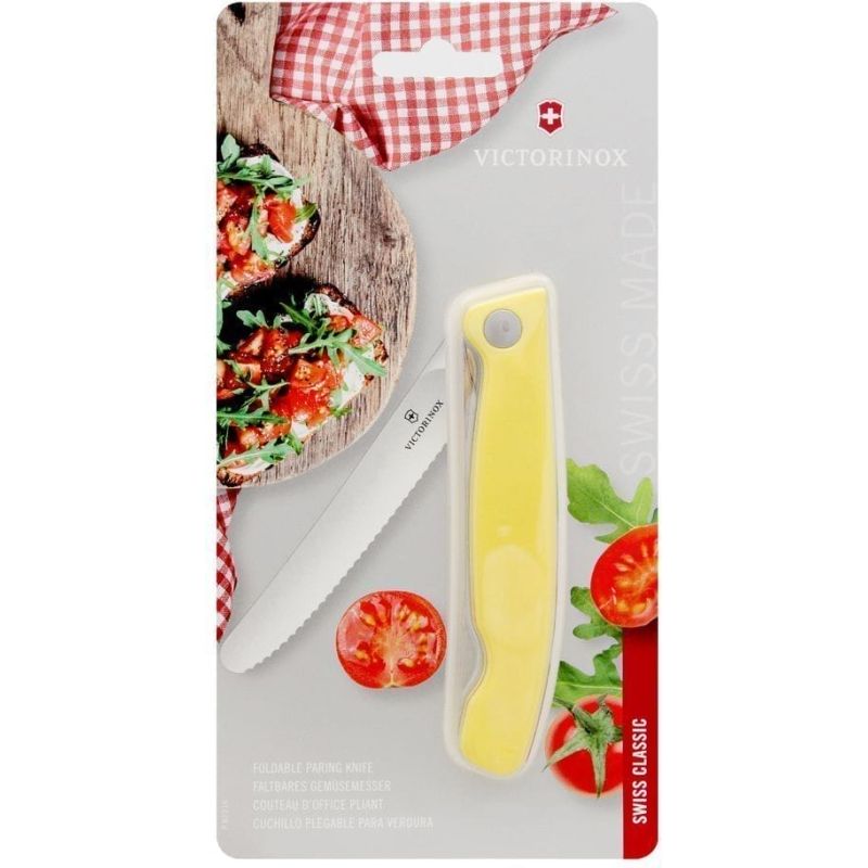 Кухонный нож Victorinox SwissClassic Foldable Paring, 11 см, с желт. ручкой, блистер