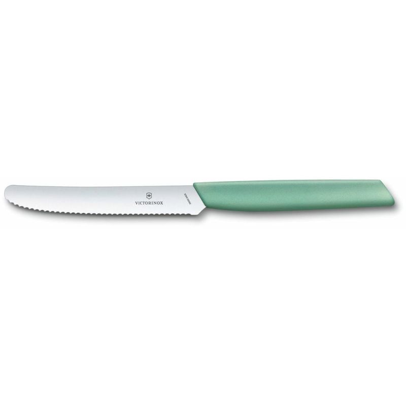 Кухонний ніж Victorinox Swiss Modern Tomato&Sausage, 11 см, із м'ятн. ручкою