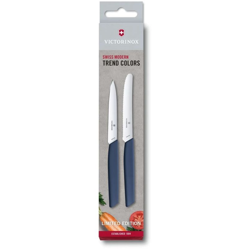 Набор кухонный Victorinox Swiss Modern Paring Set с синими ручками, 2 шт, подарочная упаковка (Lim.Ed. 2022)