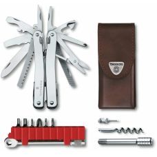 Мультитул Victorinox Swisstool Spirit X Plus Ratchet 105мм/36функ + коричневий шкіряний чохол