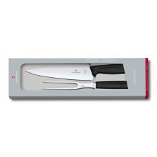 Набір кухонний Victorinox SwissClassic Carving Set з черн. ручками, ніж+виделка, подарункове пакування