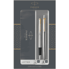 Набор ручек Parker Jotter 17 SS GT FP+BP 16 перо+шар., сталь, с поз., в подарочной упаковке