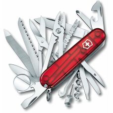 Ніж Victorinox Swisschamp 91мм/33функ/прозорий червоний