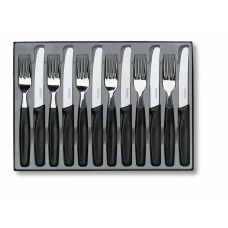 Набір кухонний Victorinox Table Set 11 см/серрейт, з чорн. ручками, 12 пред (6 ножів, 6 виделок), подарункове пакування