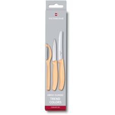 Набор кухонный Victorinox SwissClassic Paring Set с оранж. ручками, 3 пред (2 ножа, овощечистка Universal), подарочная упаковка