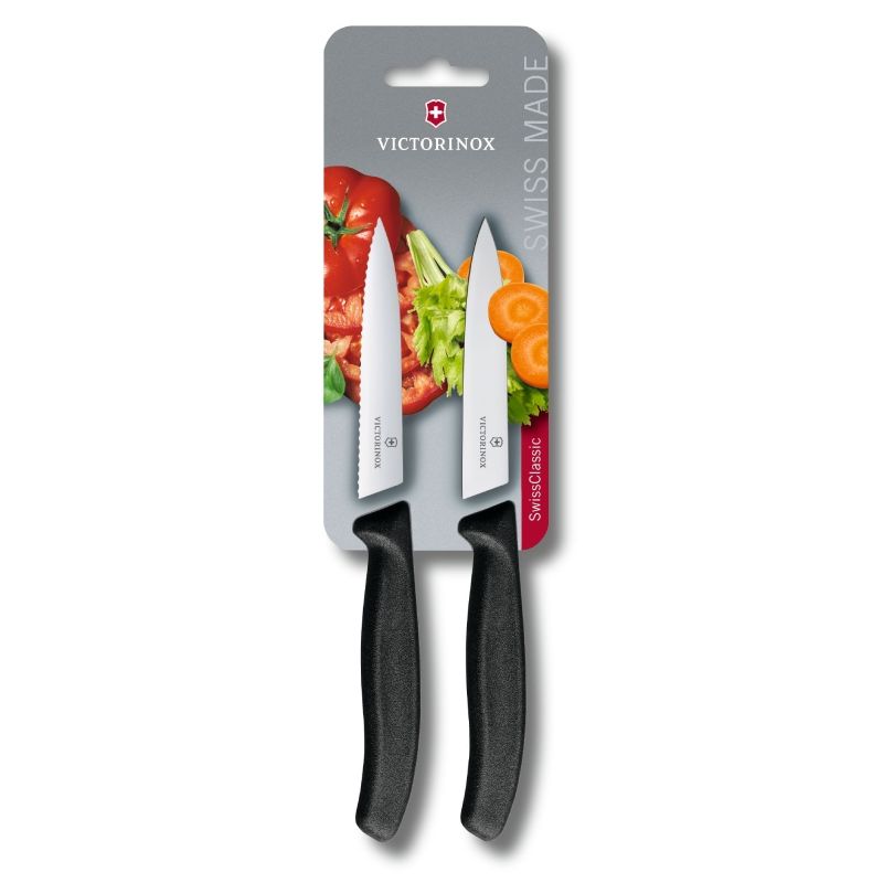 Набір кухонний Victorinox SwissClassic Paring Set з чорн. ручками, 2 ножі/10 см, блістер