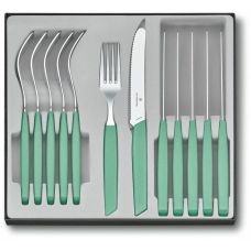 Набор кухонный Victorinox Swiss Modern Table Set с мятн. ручками, 12 пред (6 ножей tomato/6 вилок)