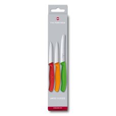 Набор кухонный Victorinox SwissClassic Paring Set с красн/оранж/зел. ручками, 3 ножа (8,8,11см), подарочная упаковка