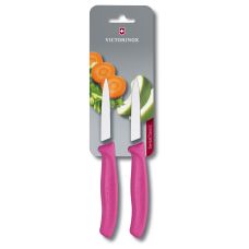 Кухонный нож Victorinox Swiss Classic Paring Vx6.7606.L115B, 8 см, с роз. ручкой, 2шт (блистер)