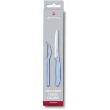 Набор кухонный Victorinox SwissClassic Paring Set с голуб. ручкой (нож, овощечистка Universal), 2 шт, подарочная упаковка