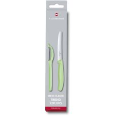 Набор кухонный Victorinox SwissClassic Paring Set с зел. ручкой (нож, овощечистка Universal), 2 шт, подарочная упаковка