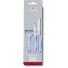 Набор кухонный Victorinox SwissClassic Paring Set с голуб. ручками, 3 пред (2 ножа, овощечистка Tomato and Kiwi), подарочная упаковка