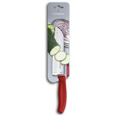 Кухонный нож Victorinox SwissClassic Santoku, 17 см, с красн. ручкой, блистер