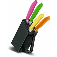 Набор кухонный Victorinox SwissClassic Cutlery Block Steak&Pizza с цветн. ручками, 4 шт, с подставкой