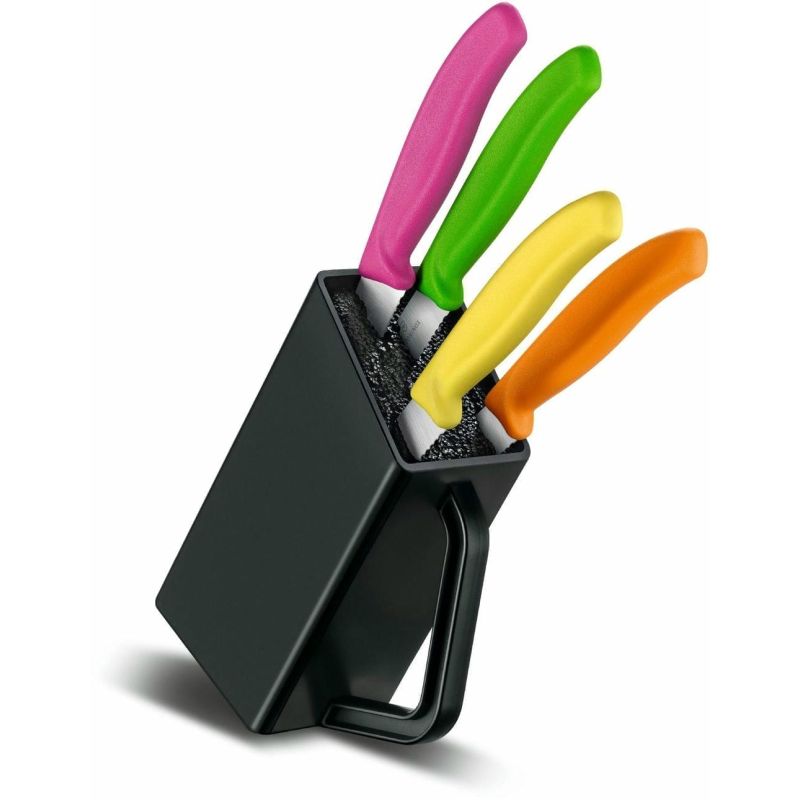 Набор кухонный Victorinox SwissClassic Cutlery Block Steak&Pizza с цветн. ручками, 4 шт, с подставкой