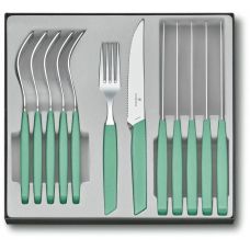 Набір кухонний Victorinox Swiss Modern Table Set з м'ятн. ручками, 12 пред (6 ножів steak/6 виделок)