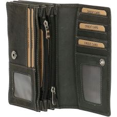 Портмоне Enrico Benetti Leather верт. з відділ. для документів Чорн. (15x9x3см)