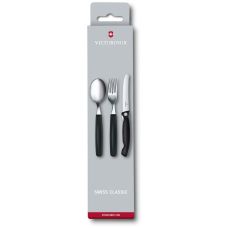Набір кухонний Victorinox SwissClassic Table Set з чорн. ручками, 3 пред (складний ніж, виделка, ложка), подарункове пакування